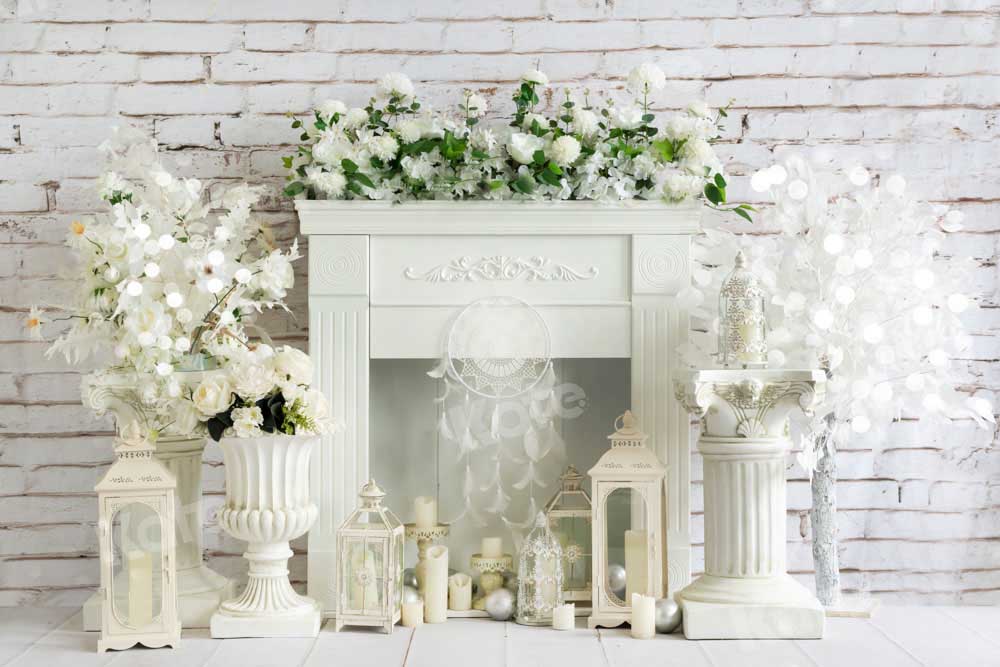 Kate White Fireplace Backdrop Boho Designed by Emetselch - Kate Backdrop AU