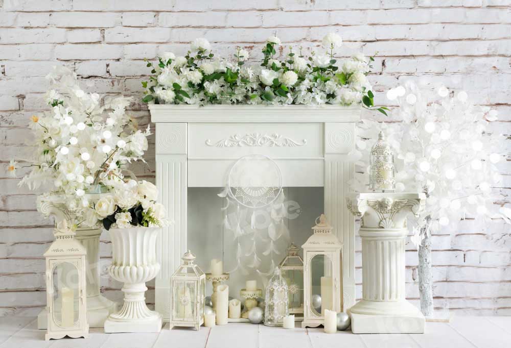 Kate White Fireplace Backdrop Boho Designed by Emetselch - Kate Backdrop AU