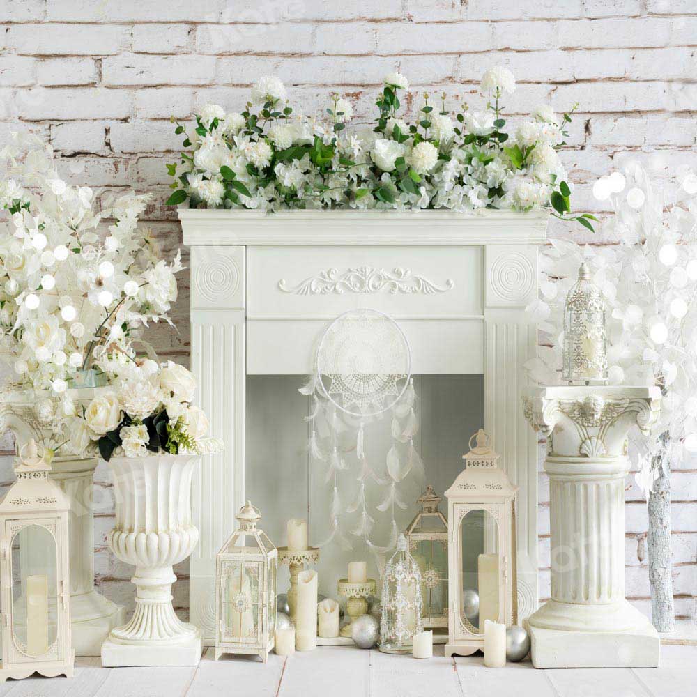Kate White Fireplace Backdrop Boho Designed by Emetselch - Kate Backdrop AU