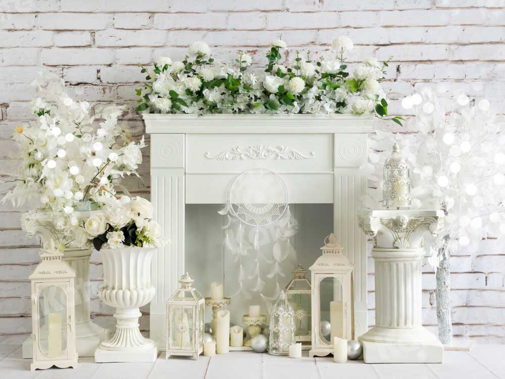 Kate White Fireplace Backdrop Boho Designed by Emetselch - Kate Backdrop AU