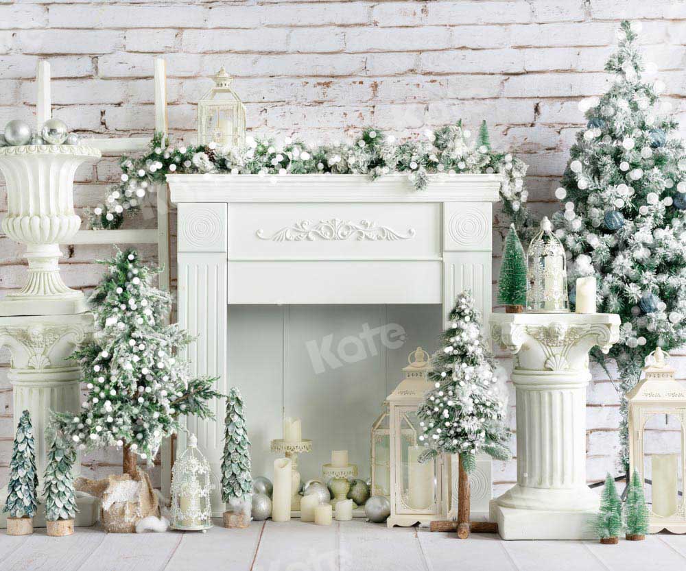 Kate Christmas Tree Backdrop White Fireplace Designed by Emetselch