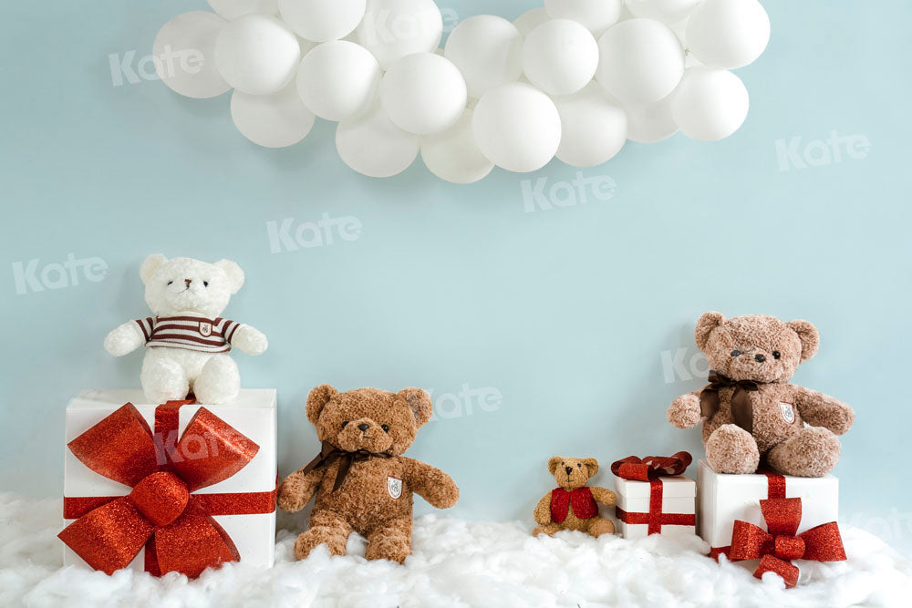 Kate Bear Gift Box Backdrop Balloon Designed by Emetselch - Kate Backdrop AU