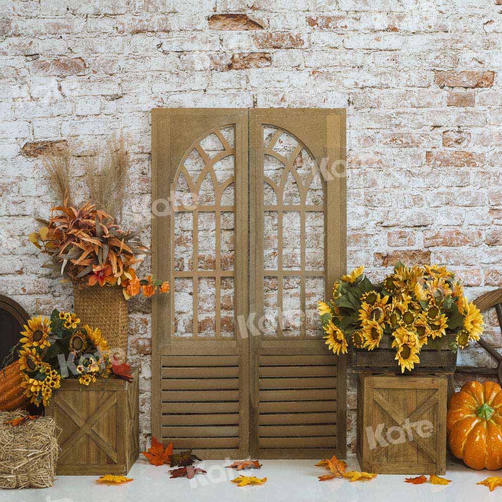 Kate Pumpkin Wheels Backdrop Autumn Sunflower Designed by Emetselch - Kate Backdrop AU