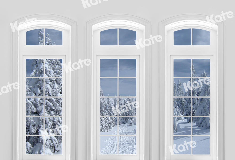 Kate Snowy Winter Backdrop Window Designed by Chain Photography