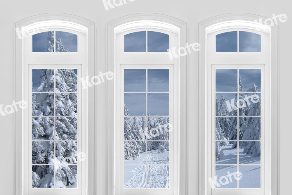 Kate Snowy Winter Backdrop Window Designed by Chain Photography