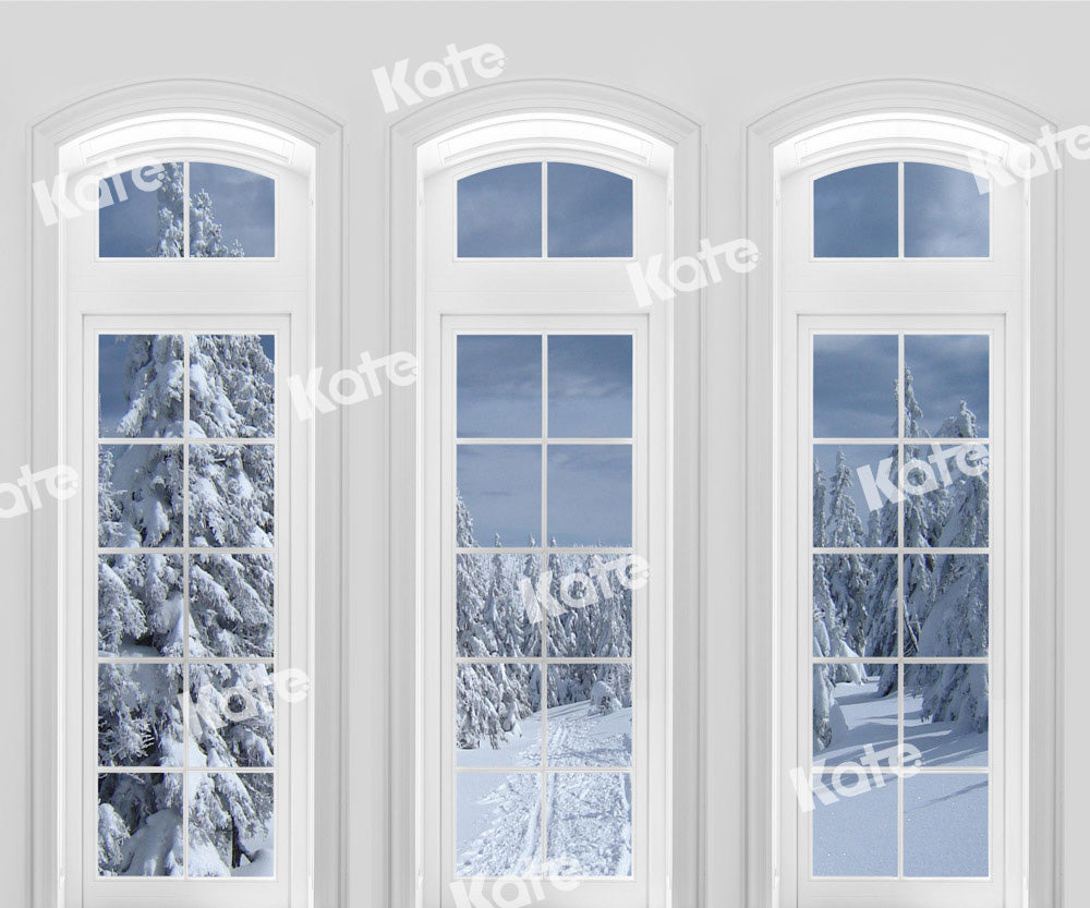 Kate Snowy Winter Backdrop Window Designed by Chain Photography - Kate Backdrop AU