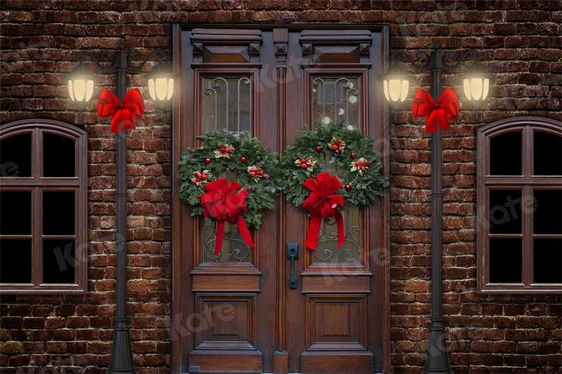 Kate Retro Christmas Street Backdrop Brick Wall for Photography