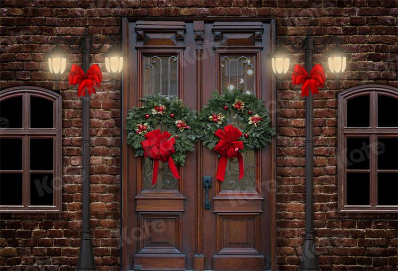 Kate Retro Christmas Street Backdrop Brick Wall for Photography - Kate Backdrop AU