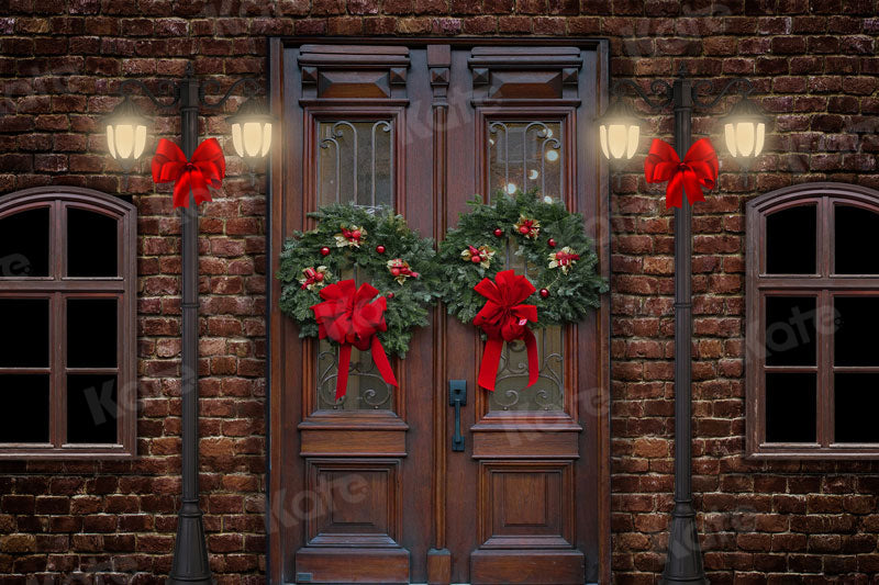 Kate Retro Christmas Street Backdrop Brick Wall for Photography - Kate Backdrop AU