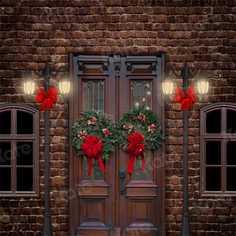 Kate Retro Christmas Street Backdrop Brick Wall for Photography