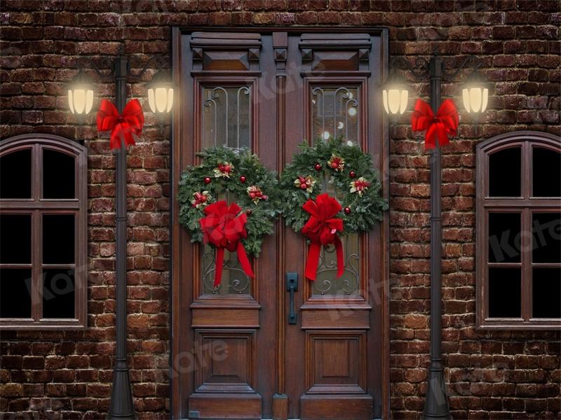 Kate Retro Christmas Street Backdrop Brick Wall for Photography - Kate Backdrop AU