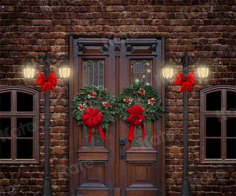 Kate Retro Christmas Street Backdrop Brick Wall for Photography - Kate Backdrop AU