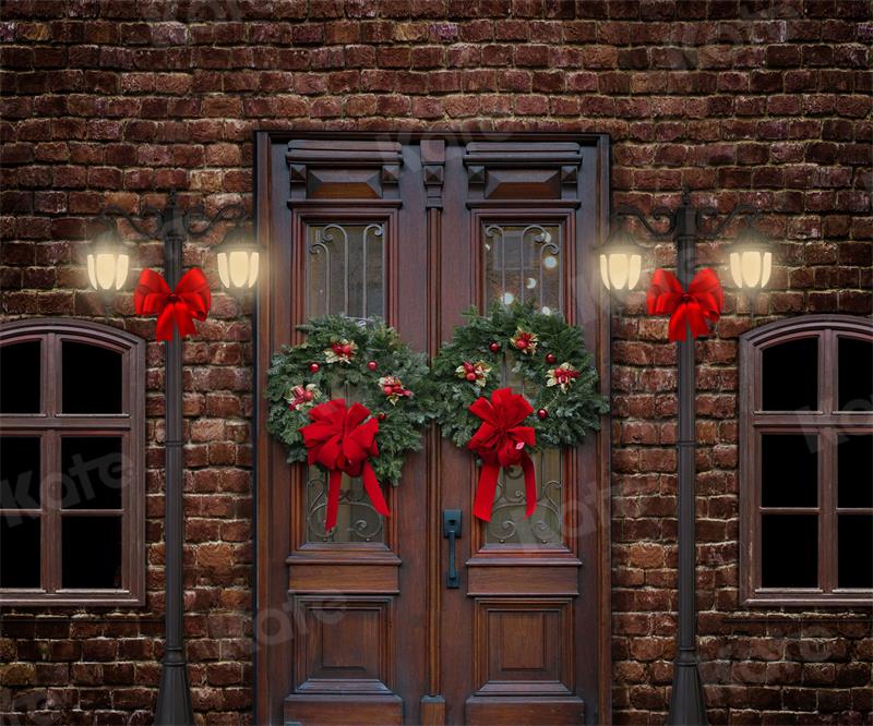 Kate Retro Christmas Street Backdrop Brick Wall for Photography