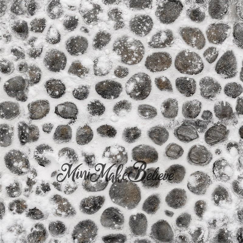 Kate Cobblestone Backdrop Winter Snow Christmas Designed by Mini MakeBelieve