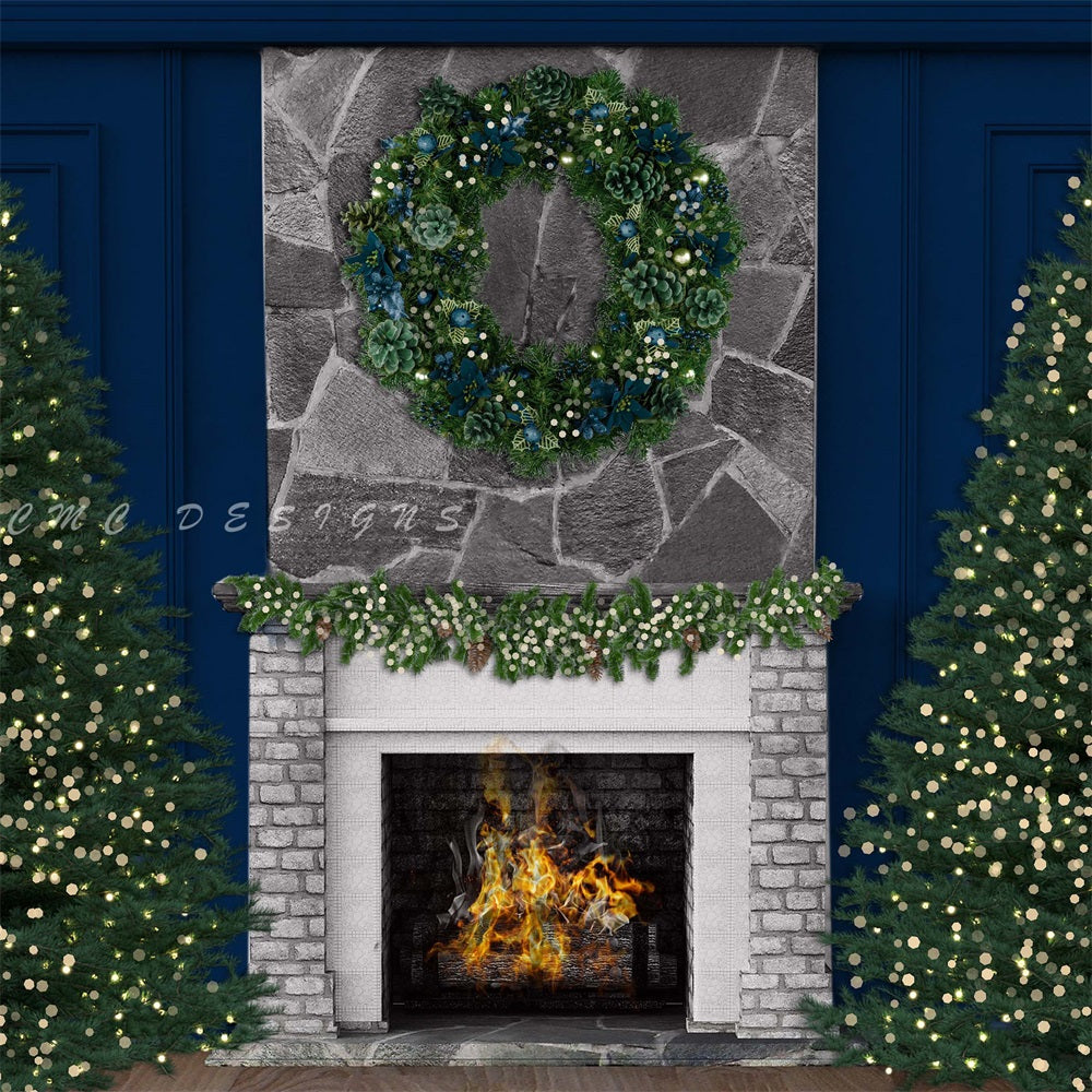 Kate Christmas Tree Backdrop Boho Fireplace Designed by Candice Compton