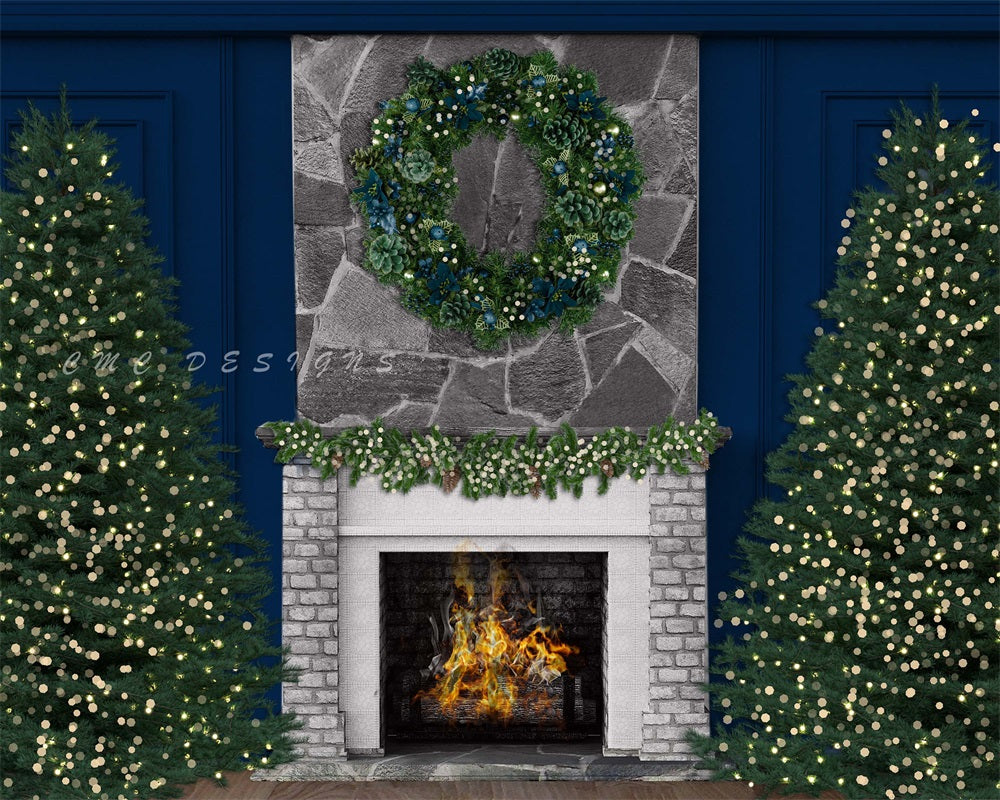 Kate Christmas Tree Backdrop Boho Fireplace Designed by Candice Compton