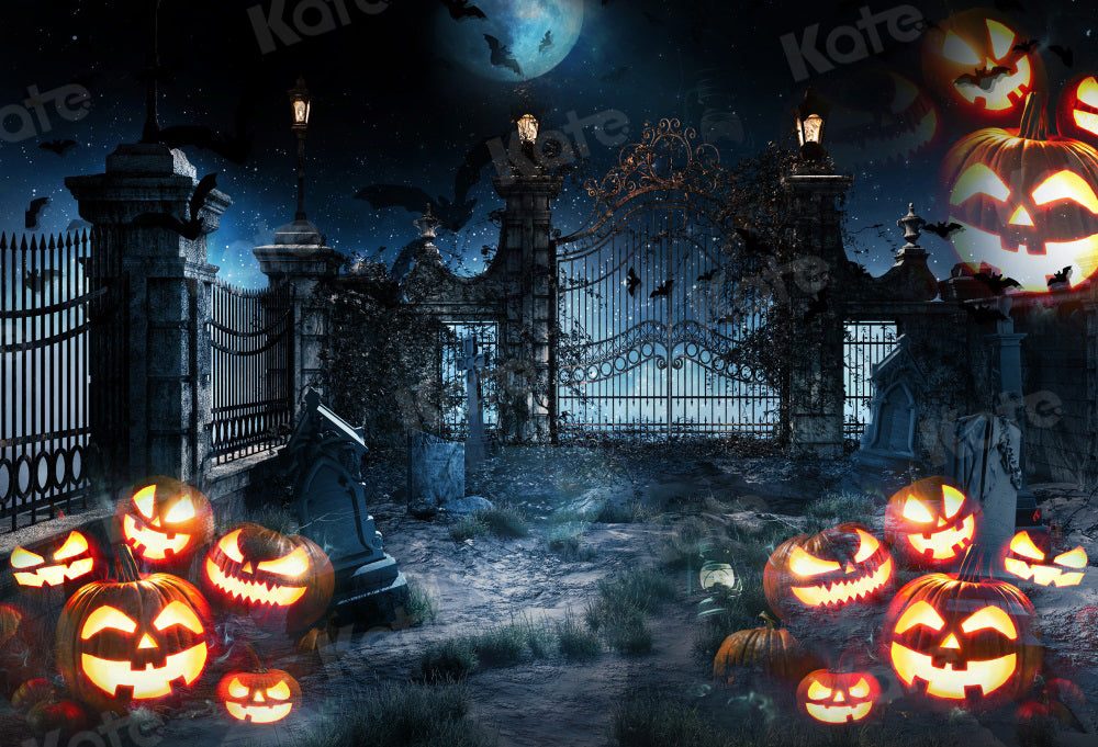 Kate Halloween Pumpkin Backdrop Moon Bat for Photography