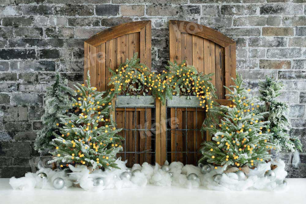 Kate Bokeh Christmas Tree Backdrop Snow Designed by Emetselch - Kate Backdrop AU