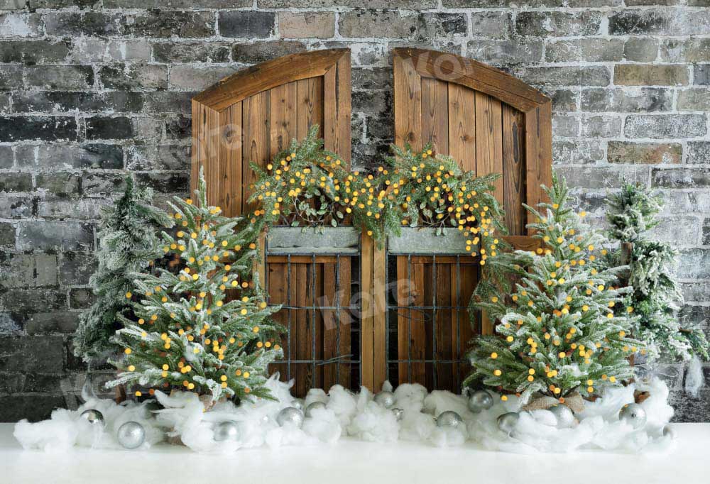 Kate Bokeh Christmas Tree Backdrop Snow Designed by Emetselch - Kate Backdrop AU