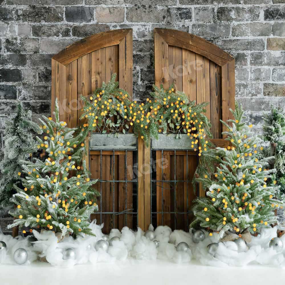 Kate Bokeh Christmas Tree Backdrop Snow Designed by Emetselch - Kate Backdrop AU