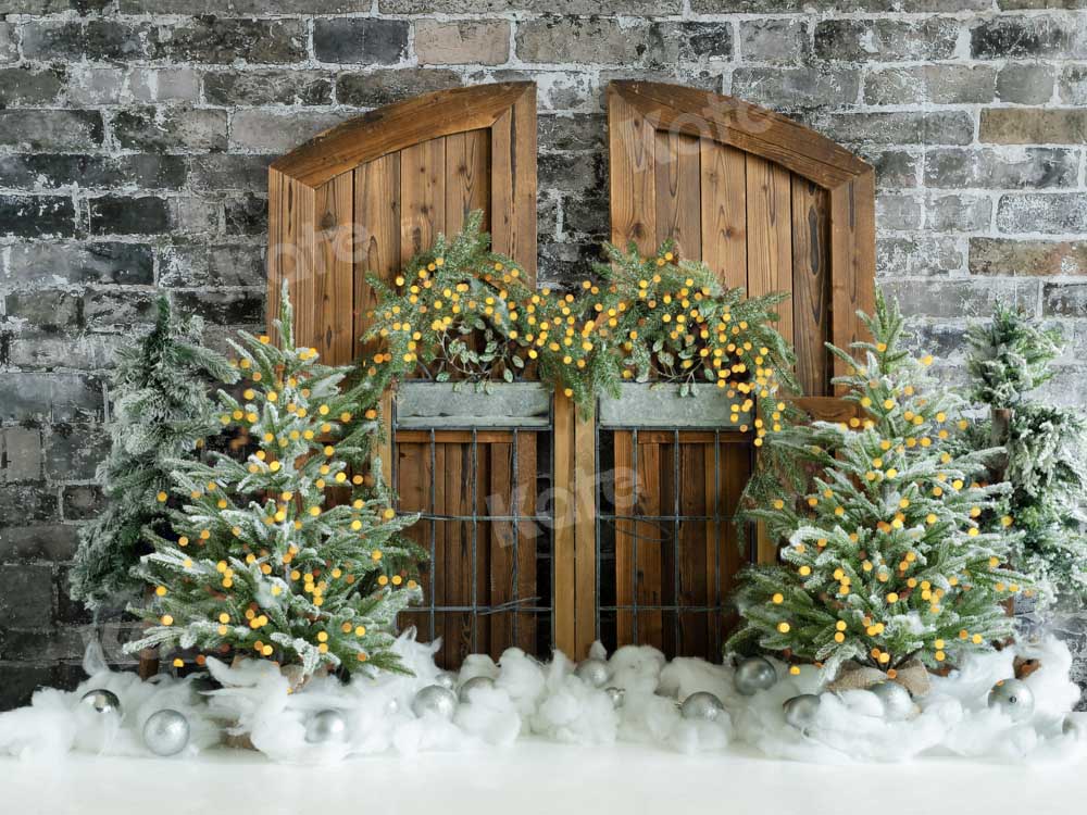 Kate Bokeh Christmas Tree Backdrop Snow Designed by Emetselch - Kate Backdrop AU