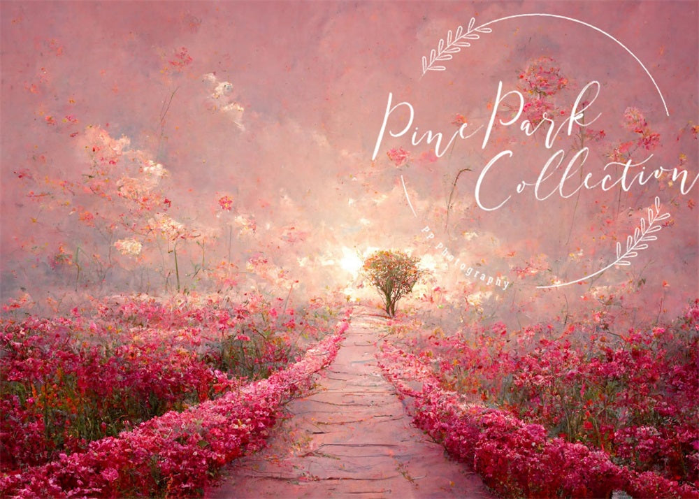 Kate Pink Floral Dream Path Backdrop Spring Designed By Pine Park Collection - Kate Backdrop AU