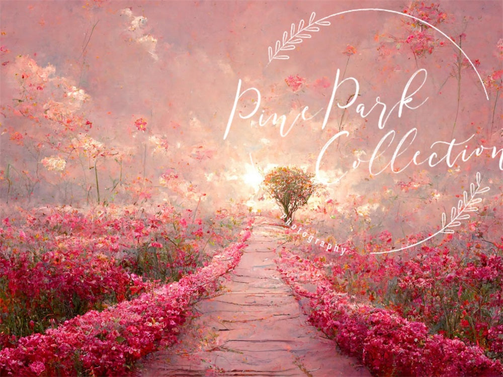 Kate Pink Floral Dream Path Backdrop Spring Designed By Pine Park Collection