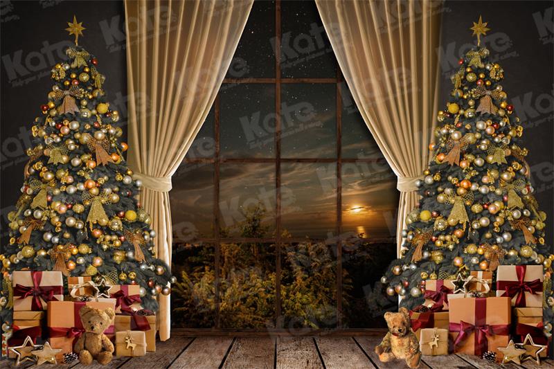 Kate Christmas Tree Backdrop Moon Starry Sky for Photography