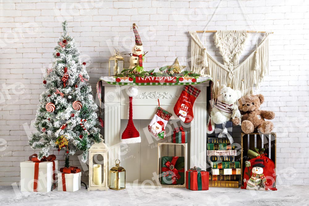 Kate Boho Christmas Fireplace Backdrop Gift Designed by Emetselch - Kate Backdrop AU