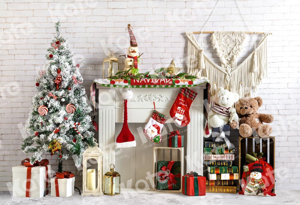 Kate Boho Christmas Fireplace Backdrop Gift Designed by Emetselch - Kate Backdrop AU