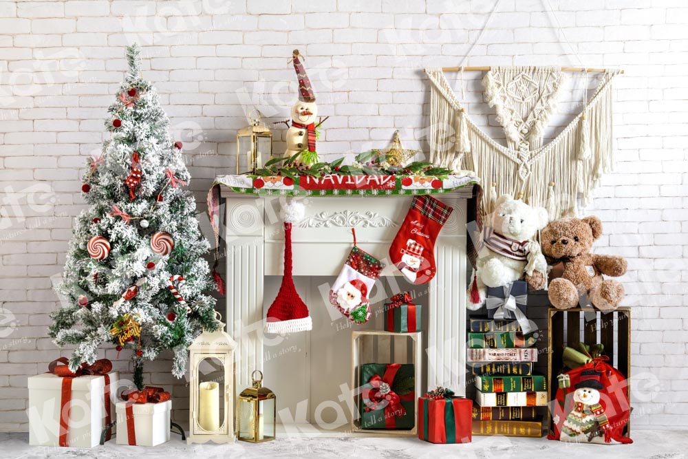 Kate Boho Christmas Fireplace Backdrop Gift Designed by Emetselch - Kate Backdrop AU