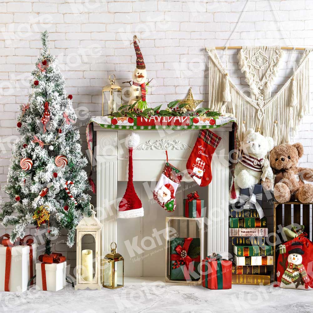 Kate Boho Christmas Fireplace Backdrop Gift Designed by Emetselch - Kate Backdrop AU