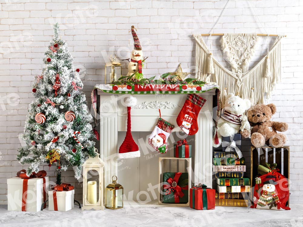 Kate Boho Christmas Fireplace Backdrop Gift Designed by Emetselch - Kate Backdrop AU