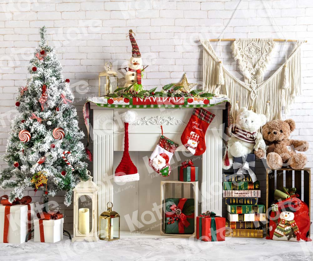 Kate Boho Christmas Fireplace Backdrop Gift Designed by Emetselch - Kate Backdrop AU