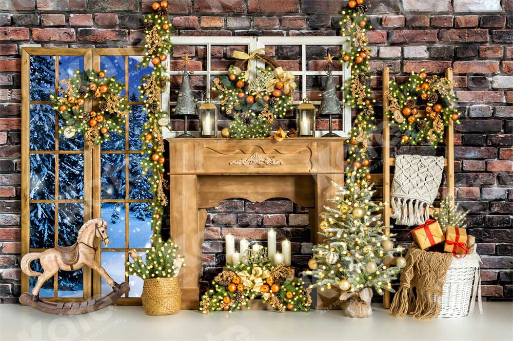 Kate Golden Christmas Tree Backdrop Bokeh Winter Designed by Emetselch - Kate Backdrop AU