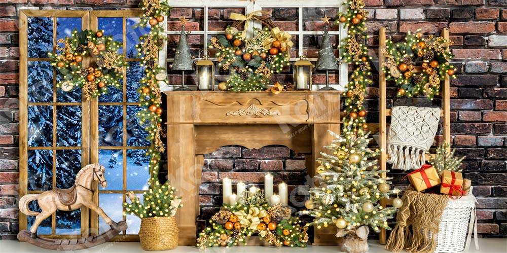 Kate Golden Christmas Tree Backdrop Bokeh Winter Designed by Emetselch - Kate Backdrop AU