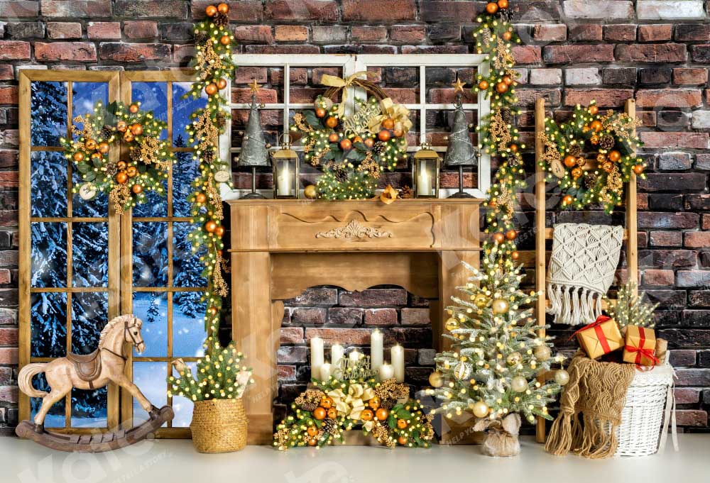 Kate Golden Christmas Tree Backdrop Bokeh Winter Designed by Emetselch - Kate Backdrop AU