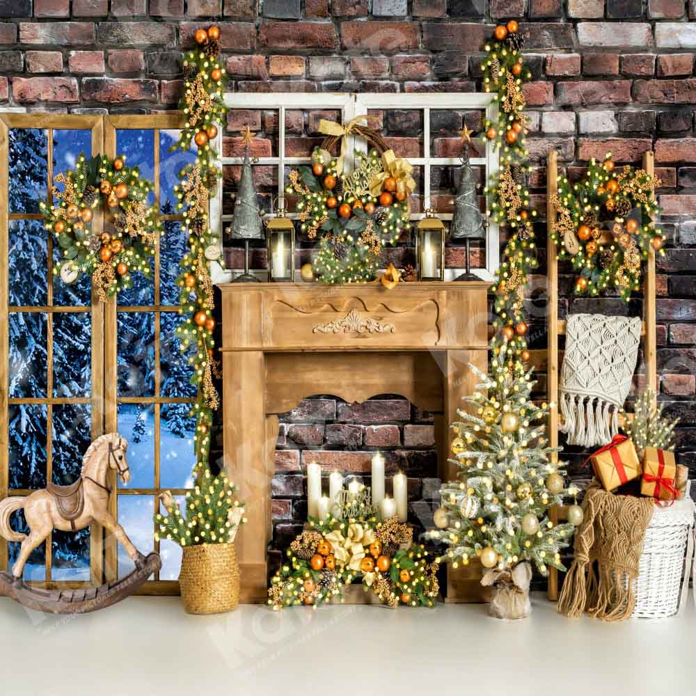 Kate Golden Christmas Tree Backdrop Bokeh Winter Designed by Emetselch - Kate Backdrop AU