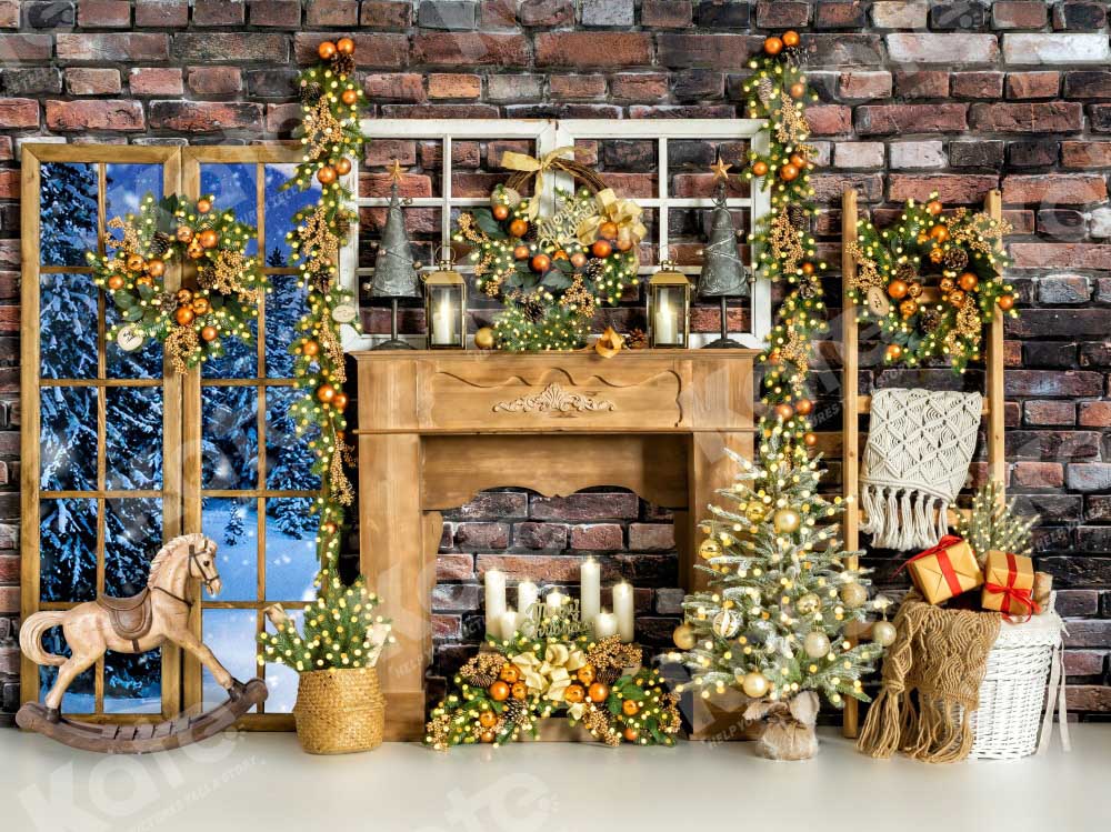 Kate Golden Christmas Tree Backdrop Bokeh Winter Designed by Emetselch - Kate Backdrop AU