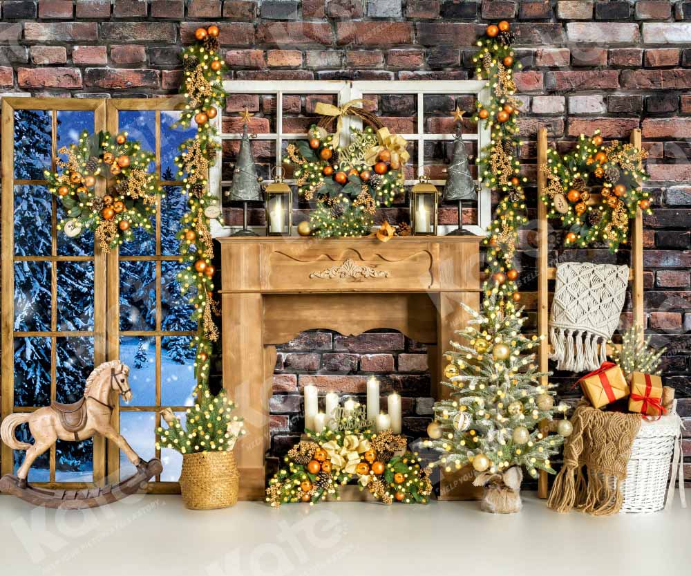 Kate Golden Christmas Tree Backdrop Bokeh Winter Designed by Emetselch - Kate Backdrop AU