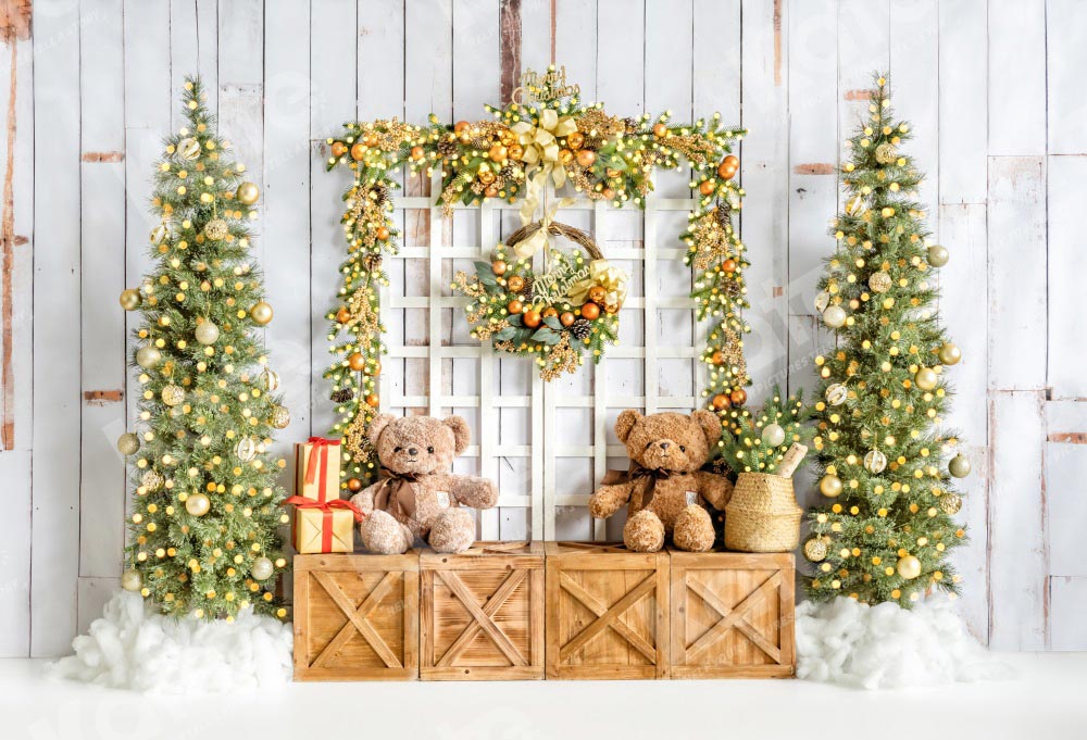 Kate Winter Christmas Tree Backdrop Bear Designed by Emetselch - Kate Backdrop AU