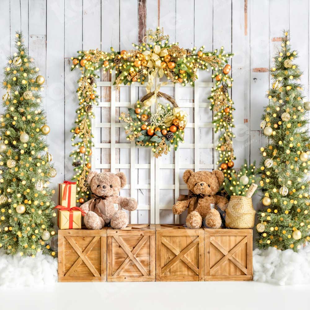Kate Winter Christmas Tree Backdrop Bear Designed by Emetselch - Kate Backdrop AU