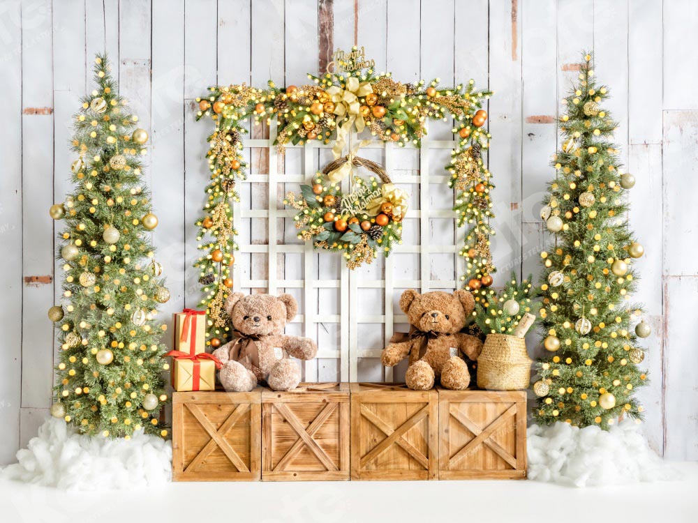 Kate Winter Christmas Tree Backdrop Bear Designed by Emetselch - Kate Backdrop AU