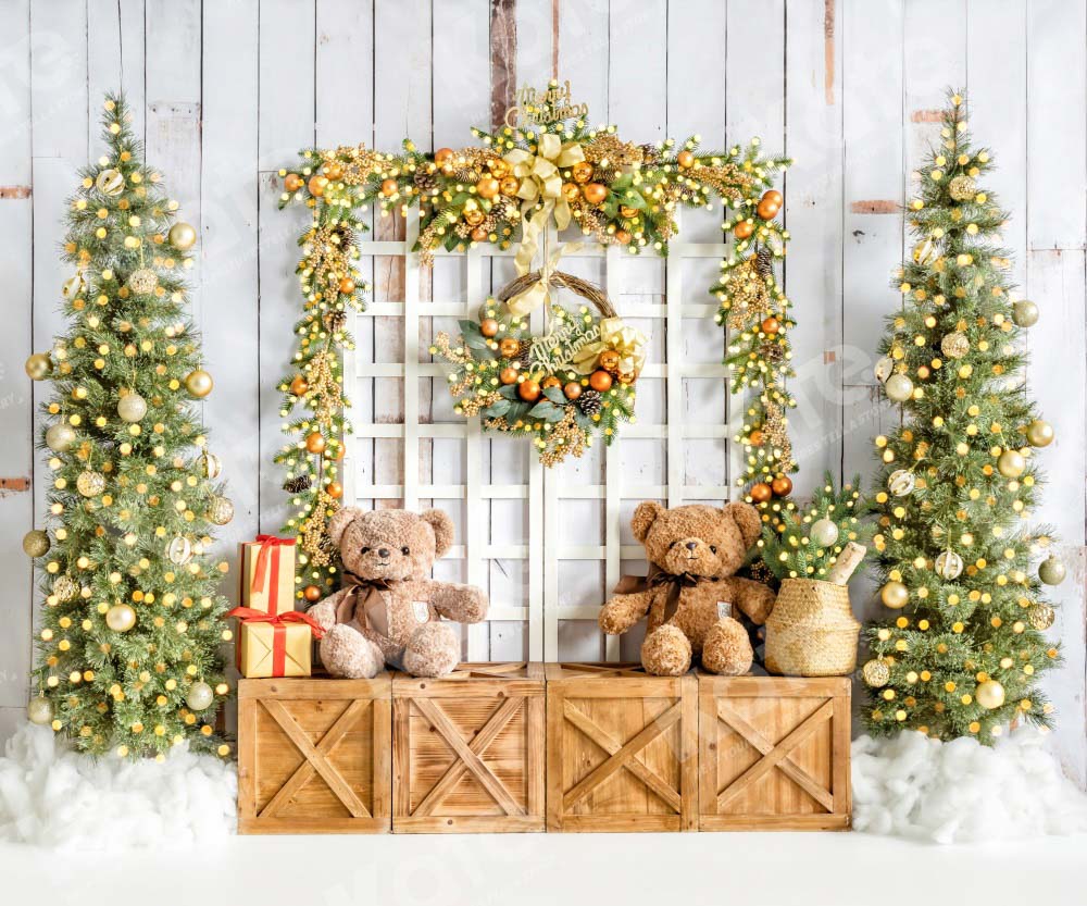 Kate Winter Christmas Tree Backdrop Bear Designed by Emetselch - Kate Backdrop AU