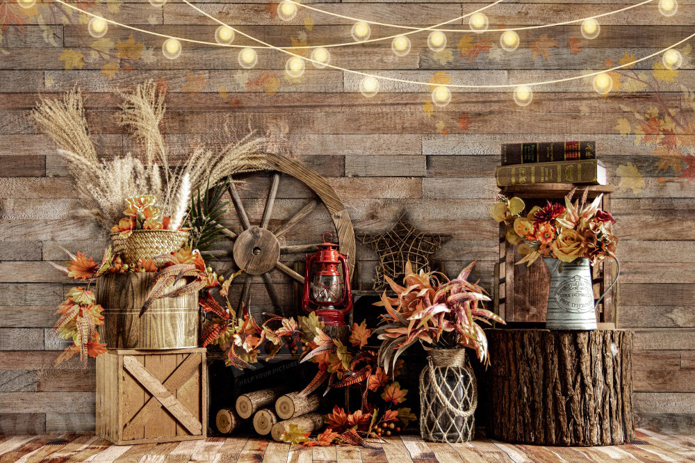 Kate Autumn Chalet lamp Backdrop for Photography