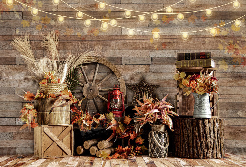 Kate Autumn Chalet lamp Backdrop for Photography