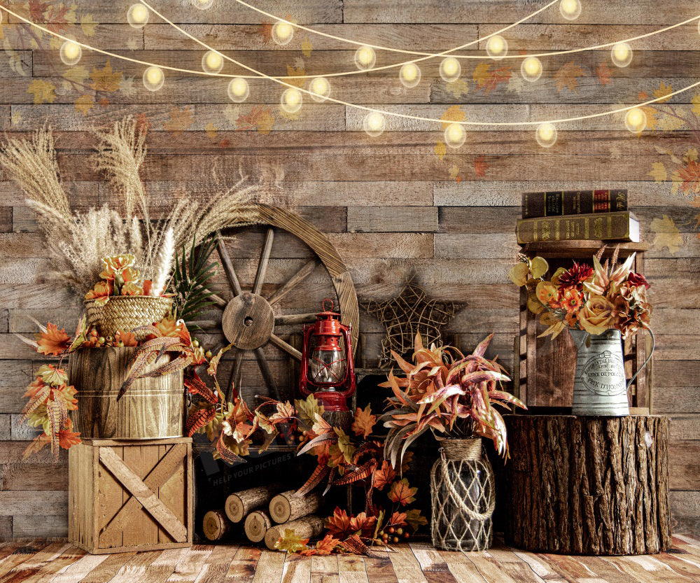 Kate Autumn Chalet lamp Backdrop for Photography