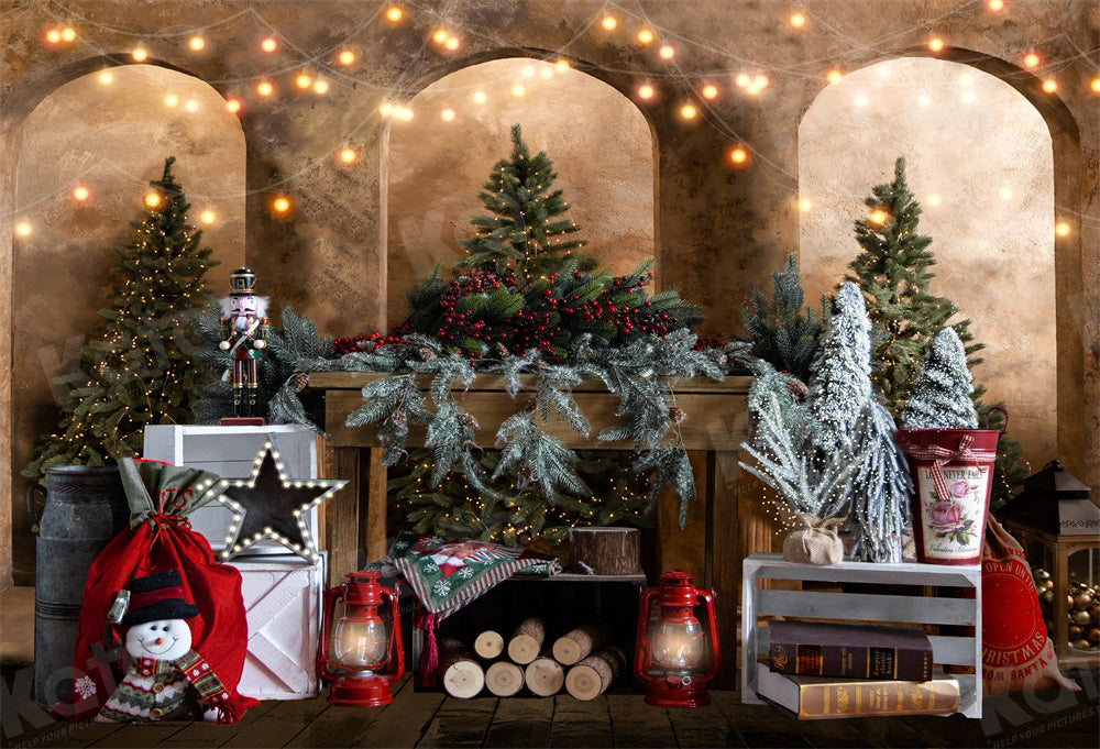 Kate Christmas Tree Backdrop Fireplace Wood for Photography - Kate Backdrop AU