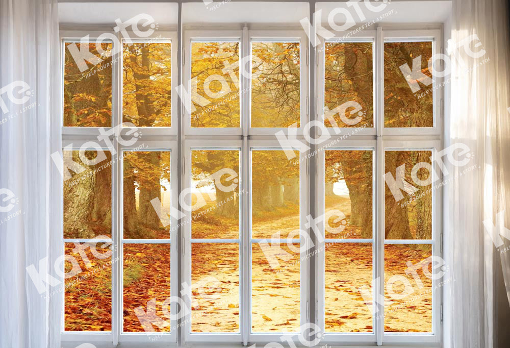 Kate Autumn Scenery Window Backdrop Designed by Chain Photography