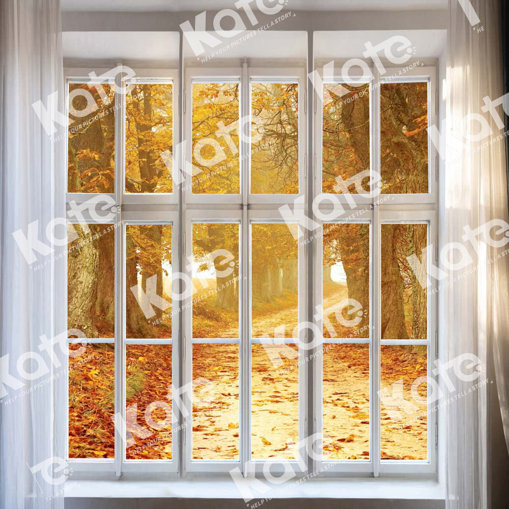 Kate Autumn Scenery Window Backdrop Designed by Chain Photography